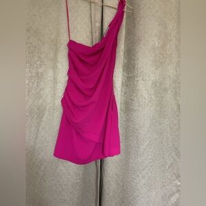 Frerch violet boutique Chic One-Shoulder Pink Dress